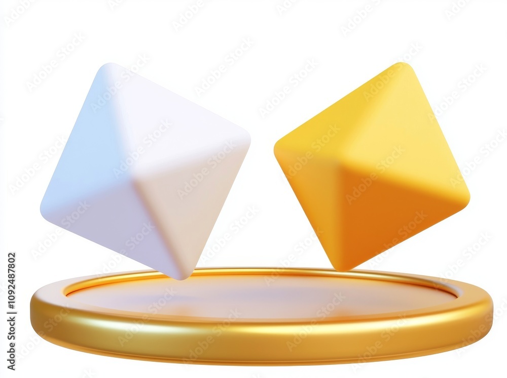 Aufkleber gold geometric shapes in harmony. metallic gold sphere. abstract white background with texture. mini