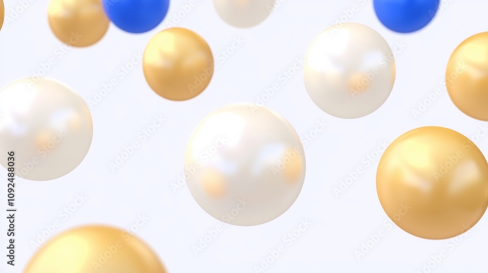Poster a disorganized pattern of pearls on a gray background, produced with 3d rendering.