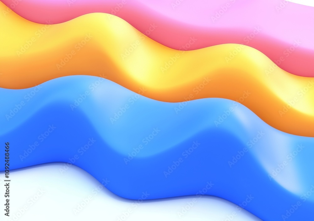 Poster an abstract pastel-colored background in a paper cut style, showcasing realistic 3d objects with smo