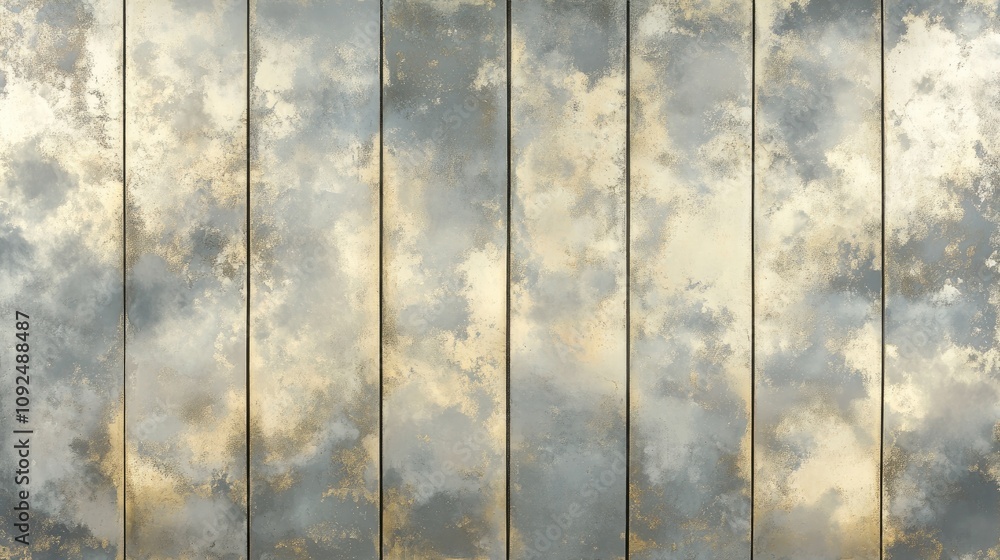 Poster abstract wall art with golden hues and cloud-like patterns on textured background for modern interio