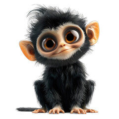 Fototapeta premium Douc Langur cartoon isolated on PNG transparent white background
