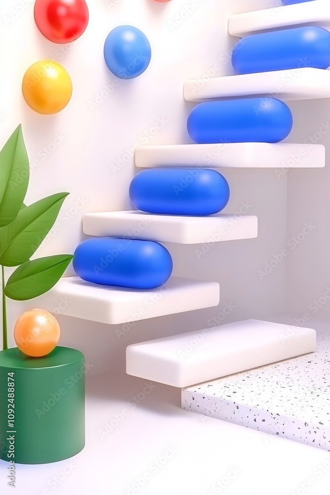 Aufkleber a simple cream backdrop with a geometric shape podium for product display, casting shadows on the wa