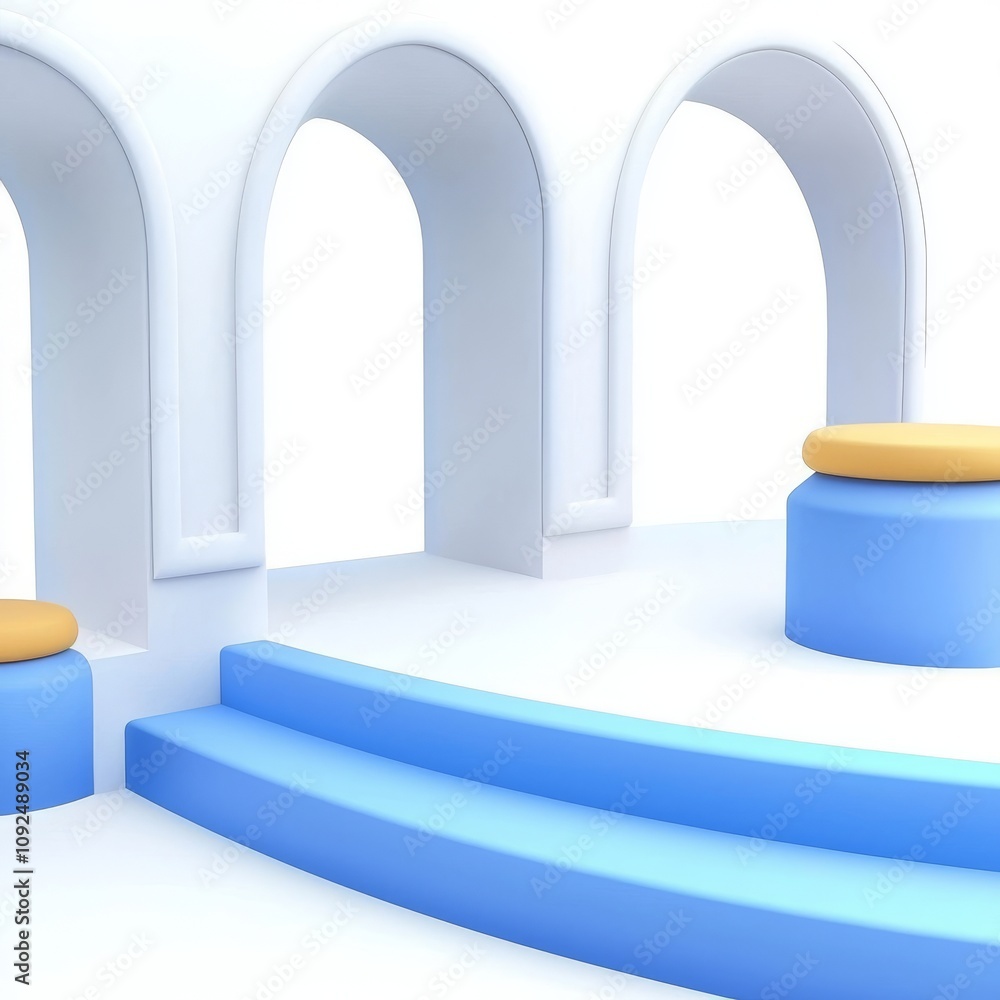 Poster a 3d render of a mock-up scene with an abstract, minimal background, ideal for product branding, inc