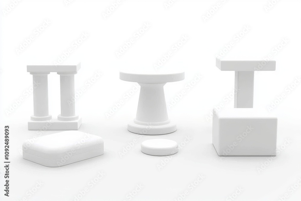 Aufkleber a three-dimensional depiction of white cubes forming a geometric square block design, used as a pres