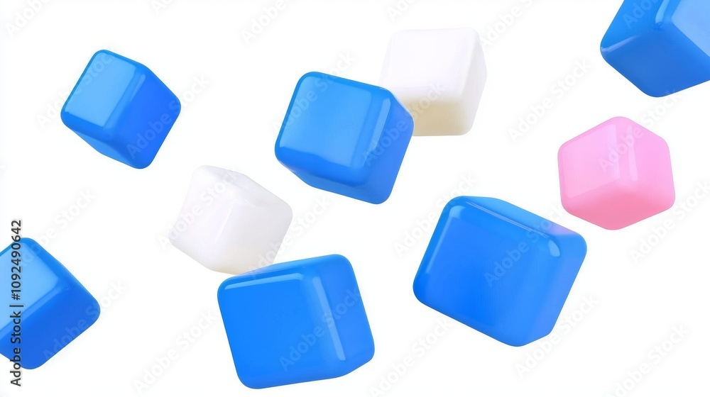 Poster a colorful, abstract 3d square-shaped object with a futuristic design.