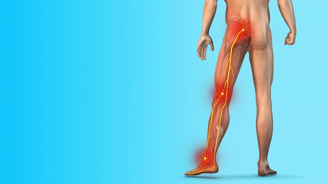 Three Sciatica Points Highlighted on Blue