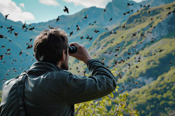 Obraz premium AI generated image of a zoologist studying animal behavior