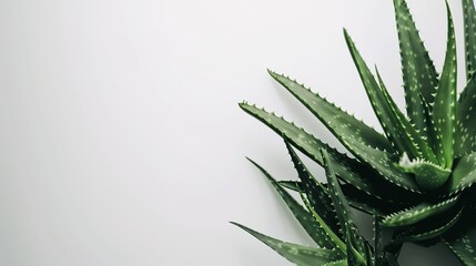 Aloe Vera on a White Background - a fresh and natural visual. The clean white backdrop accentuates the plant's vibrant green and organic appeal.