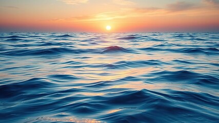 Fototapeta premium Soft blue waves gently rolling on the horizon at sunset, water's edge, natural scenery