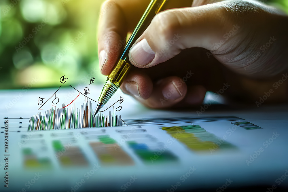 Poster hands drawing a progress chart with goals marked at various points, symbolizing incremental progress