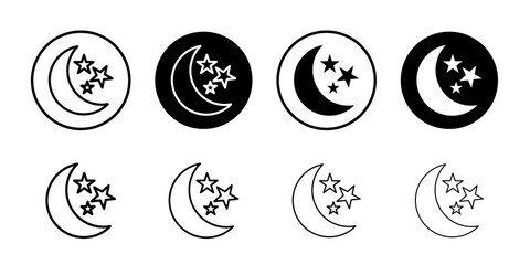 Moon stars icon linear logo isolated