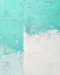 Contemporary minimalistic turquoise and grey concrete wall with natural light texture enhancement
