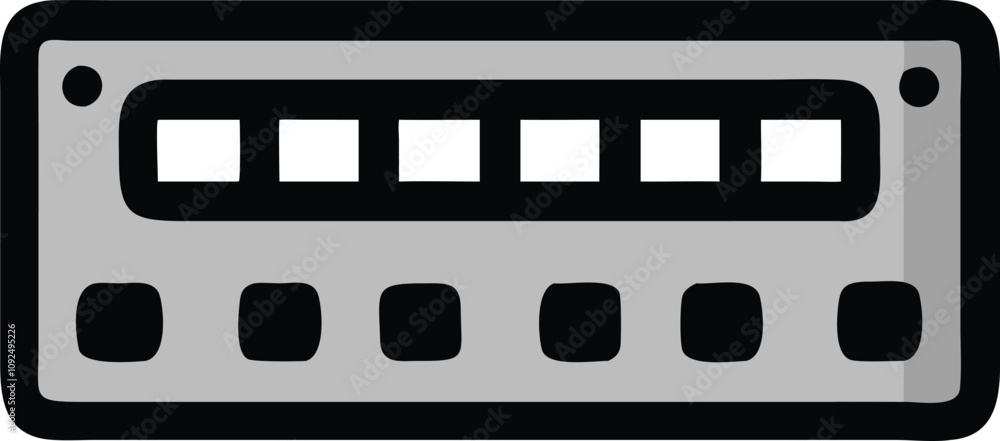 Poster ethernet switch icon with multiple ports, black and gray icon of an ethernet switch featuring multip