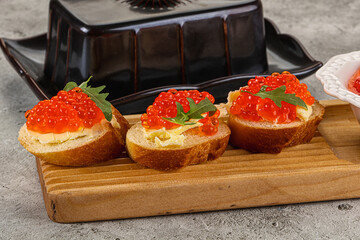 Luxury toast with red caviar