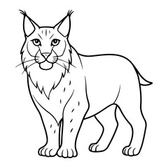 Fototapeta premium Lynx silhouette vector illustration isolated white background, Lynx silhouette vector