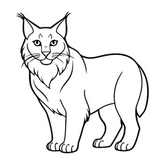 Fototapeta premium Lynx silhouette vector illustration isolated white background, Lynx silhouette vector