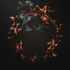 A glowing fiery ring surrounded by smoke, set against a dark background.