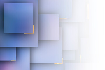 Abstract gradient blue and gold rectangles geometric shape background. luxury concept.