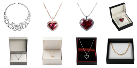Necklace transparent valentine gift sample mockup isolated png with no background.