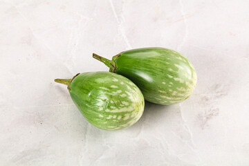 Ripe green mini eggplants heap