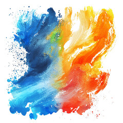 Vibrant abstract watercolor splash in blue and orange tones, perfect for artistic backgrounds and creative projects.