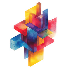 Vibrant geometric abstraction showcasing colorful layered shapes, ideal for creative projects and modern designs.
