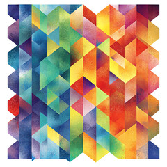 Vibrant geometric pattern with colorful triangles, ideal for backgrounds, wallpapers, and graphic design projects.