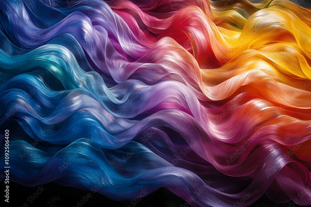 Poster colorful waves of silk create a mesmerizing visual display