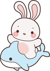 Cute Bunny stock illustration. Funny bunny for sticker elements. 