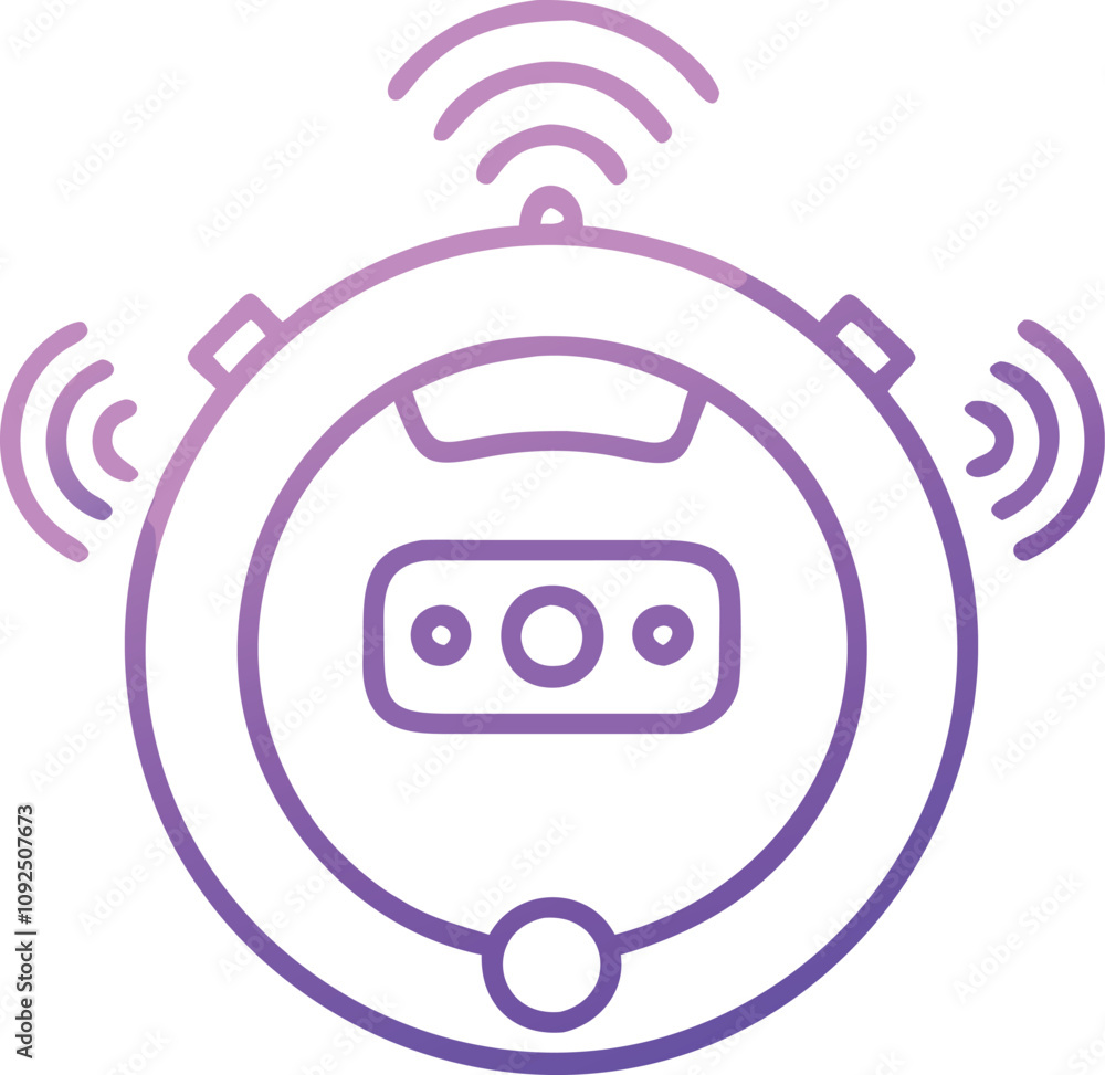 Poster gradient robotic vacuum cleaner with wireless sensors icon, gradient icon of a robotic vacuum cleane