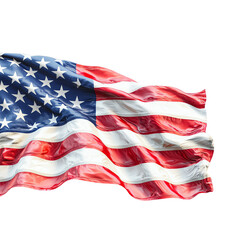 Fototapeta premium Waving American flag on a clear background, symbolizing patriotism and national pride, perfect for various creative projects.