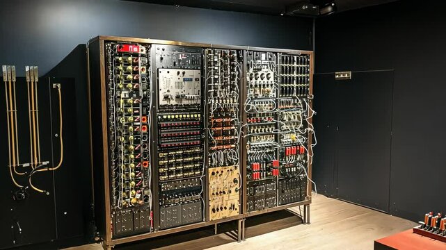 The image shows a meticulously detailed replica of an early computer