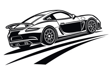 Fototapeta premium Black sports car silhouette vector illustration