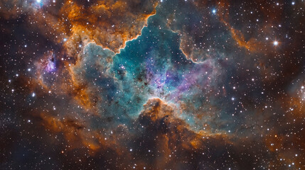 Obraz premium Vibrant Nebula in Teal, Orange, and Purple Concept