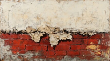 Abstract representation of peeling paint and brick, evoking texture and decay.