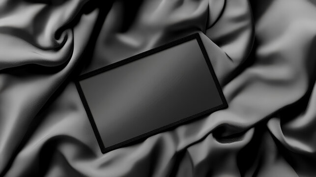 Black and white rectangle embroidered patch mockup 