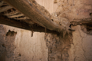 close up of a trunk, abandoned house, Clay wall, Old ruined wall, Trunk, Ancient, Historical, Old house