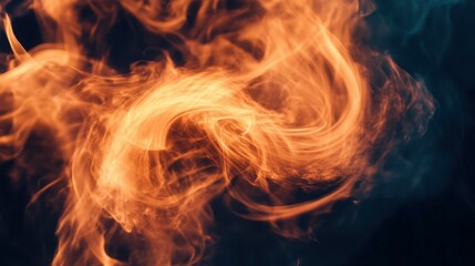 Fototapeta premium Fire spiraling upwards in a controlled burn, swirling with smoke