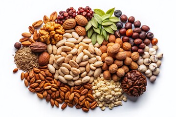 Naklejka premium Flat Silhouette Outline Set of Nuts and Seeds Isolated on White Background for Creative Use in Food and Health Designs