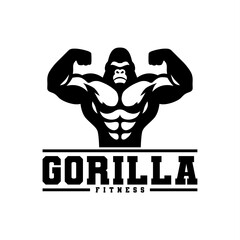 silhouette vector logo gorilla bodybuilder fitness gym © Angga