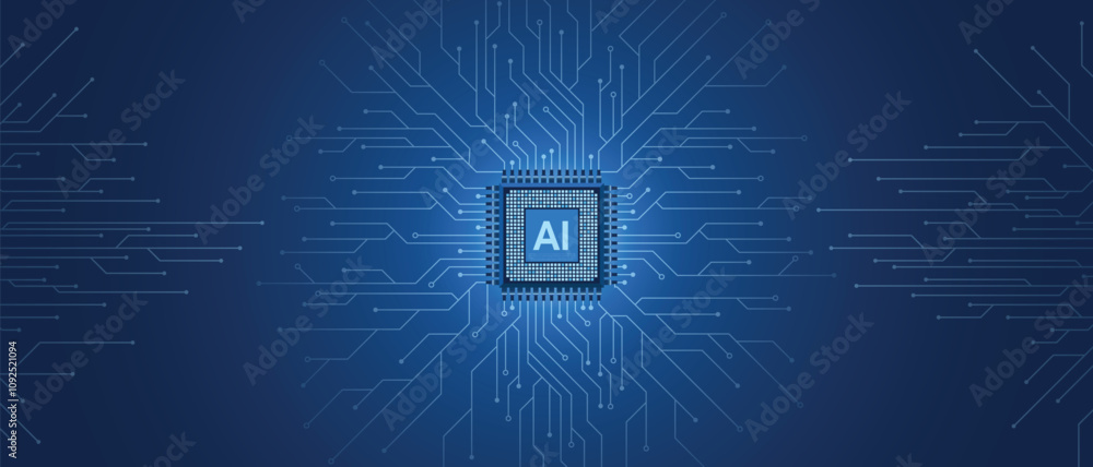 Aufkleber ai technology cpu chipset with printed circuit board. printed circuit board and processor. machine l
