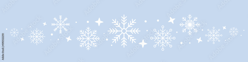 Aufkleber abstract snowflake seamless border. snowflakes seamless pattern. snowfall repeat backdrop. winter ho