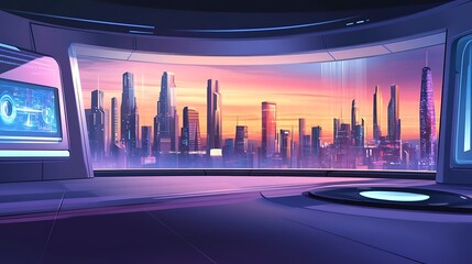 Futuristic Cityscape View from a Modern Observation Deck