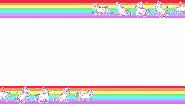 Cute unicorn border background animation 