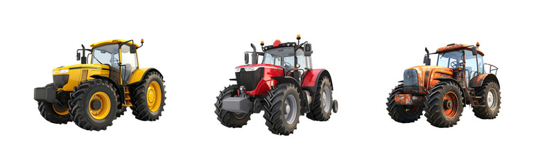 Obraz premium Powerful Tractors PNG Collection isolated on transparent background