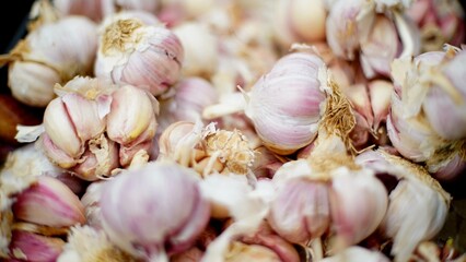A lot of garlic in the market 