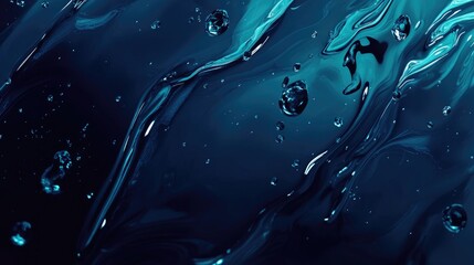 Dynamic water splash effect with vibrant blue hues against a dark background, featuring intricate ripples and suspended droplets for a visually striking appearance.