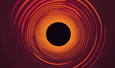 Abstract background with concentric circles of orange and red hues forming a tunnel leading to a black circle in the center.