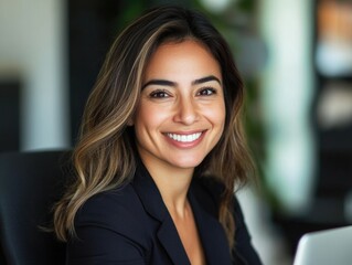 Fototapeta premium Smiling Businesswoman in Office Setting
