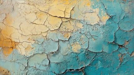 Obraz premium Cracked paint texture showcasing vibrant dried oil paint hues, ideal for banners, postcards, and illustrations with intricate details and layered effects.